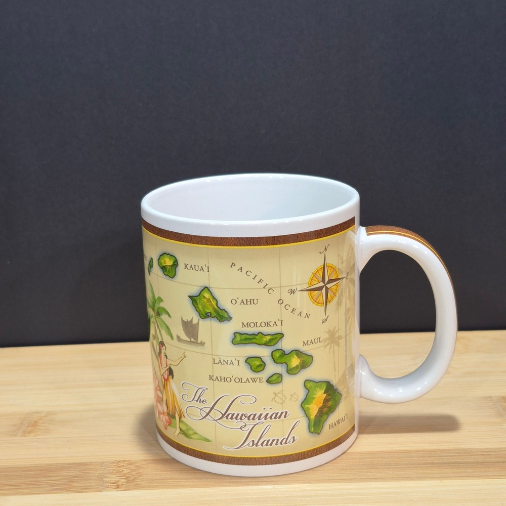 Island Treasures Mug Featuring Vintage Map of Hawaii Travel Vacation Souvenir